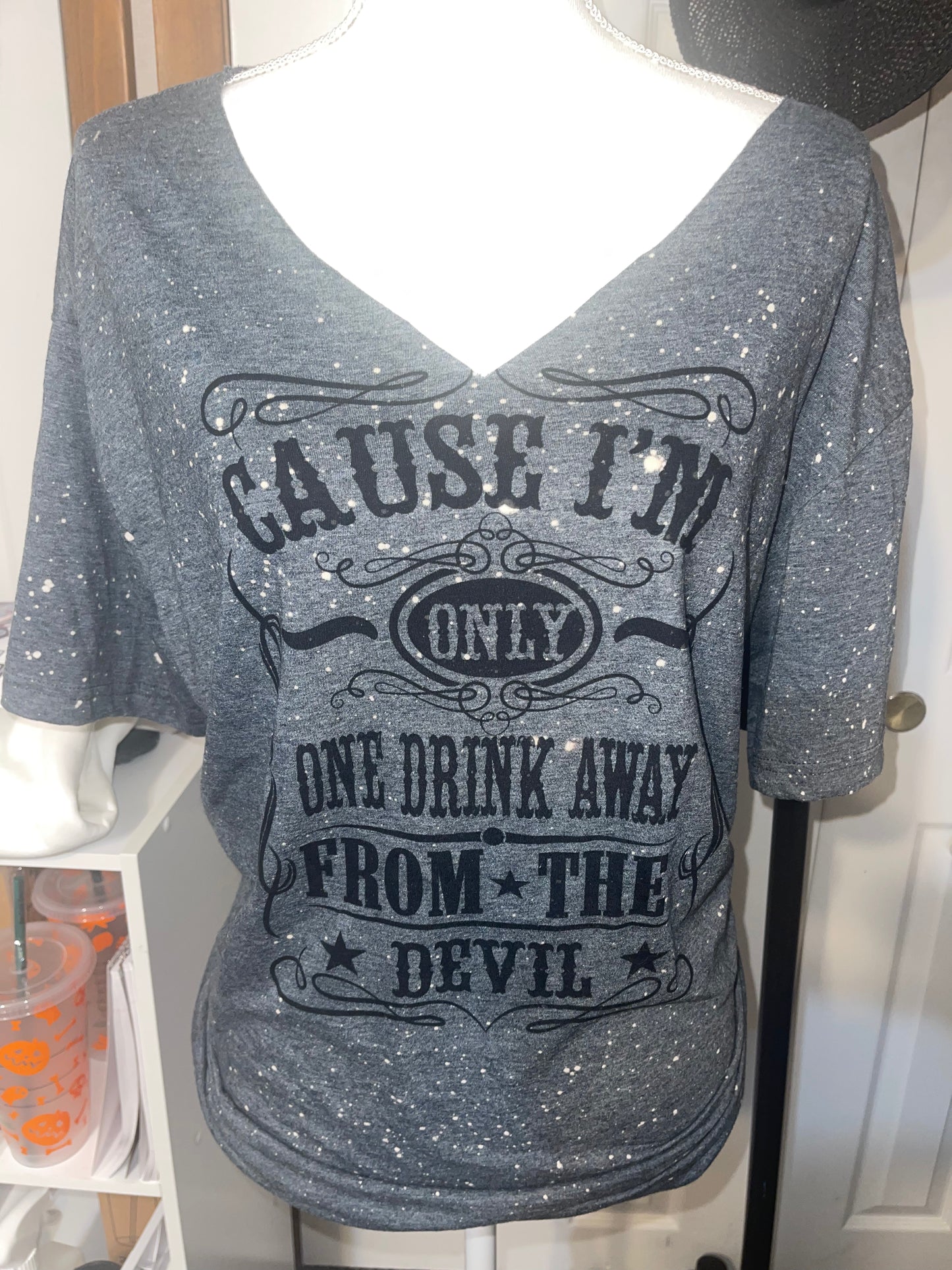 V neck one drink away tee