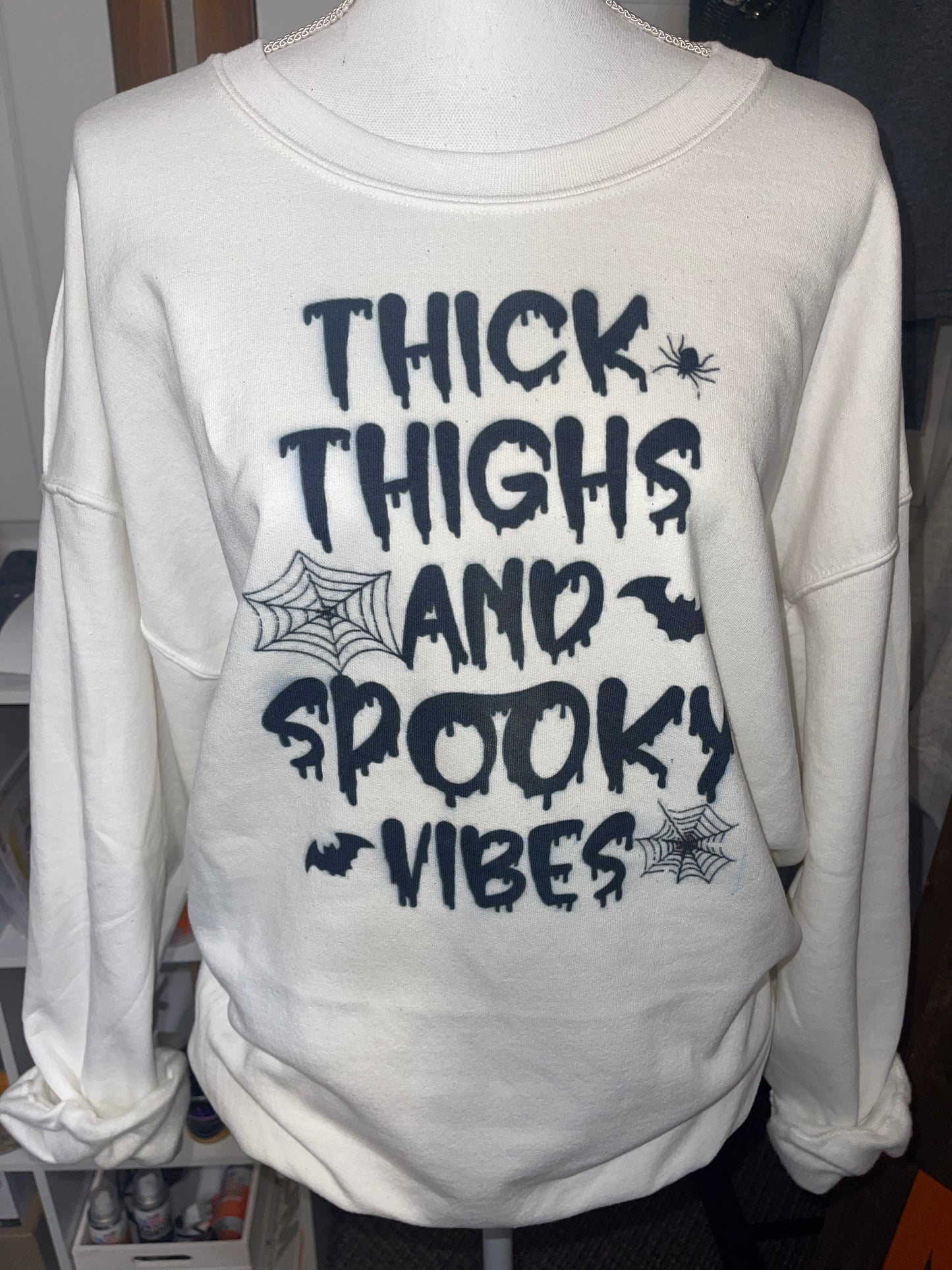 Thick Thighs and Spooky Vibes Crewneck Sweater
