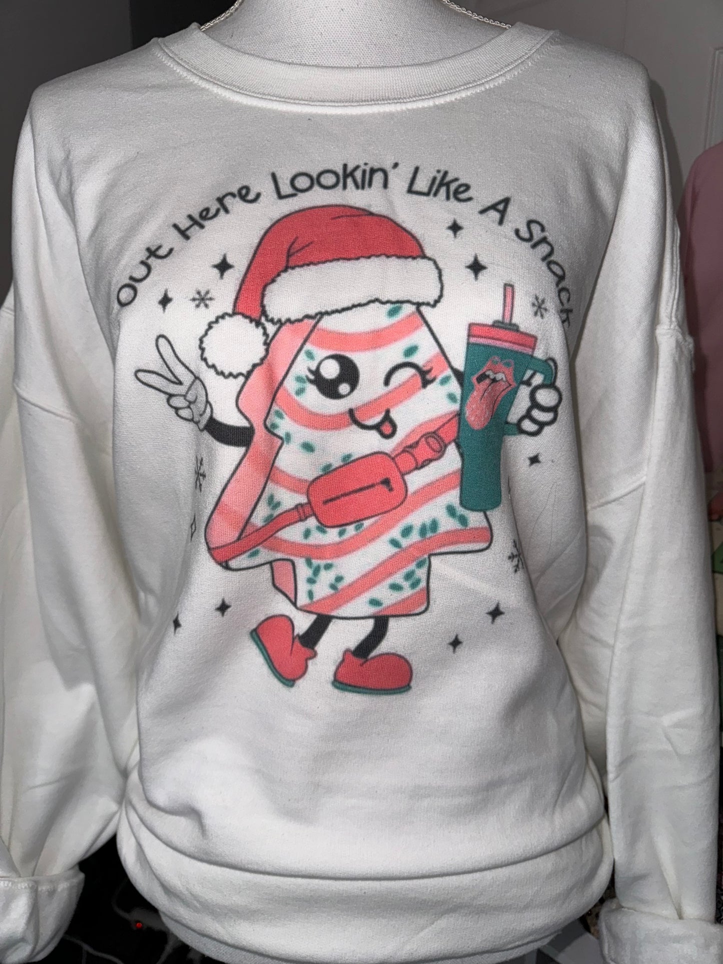 Out here looking like A Snack Little Debbie cake Crewneck Sweater