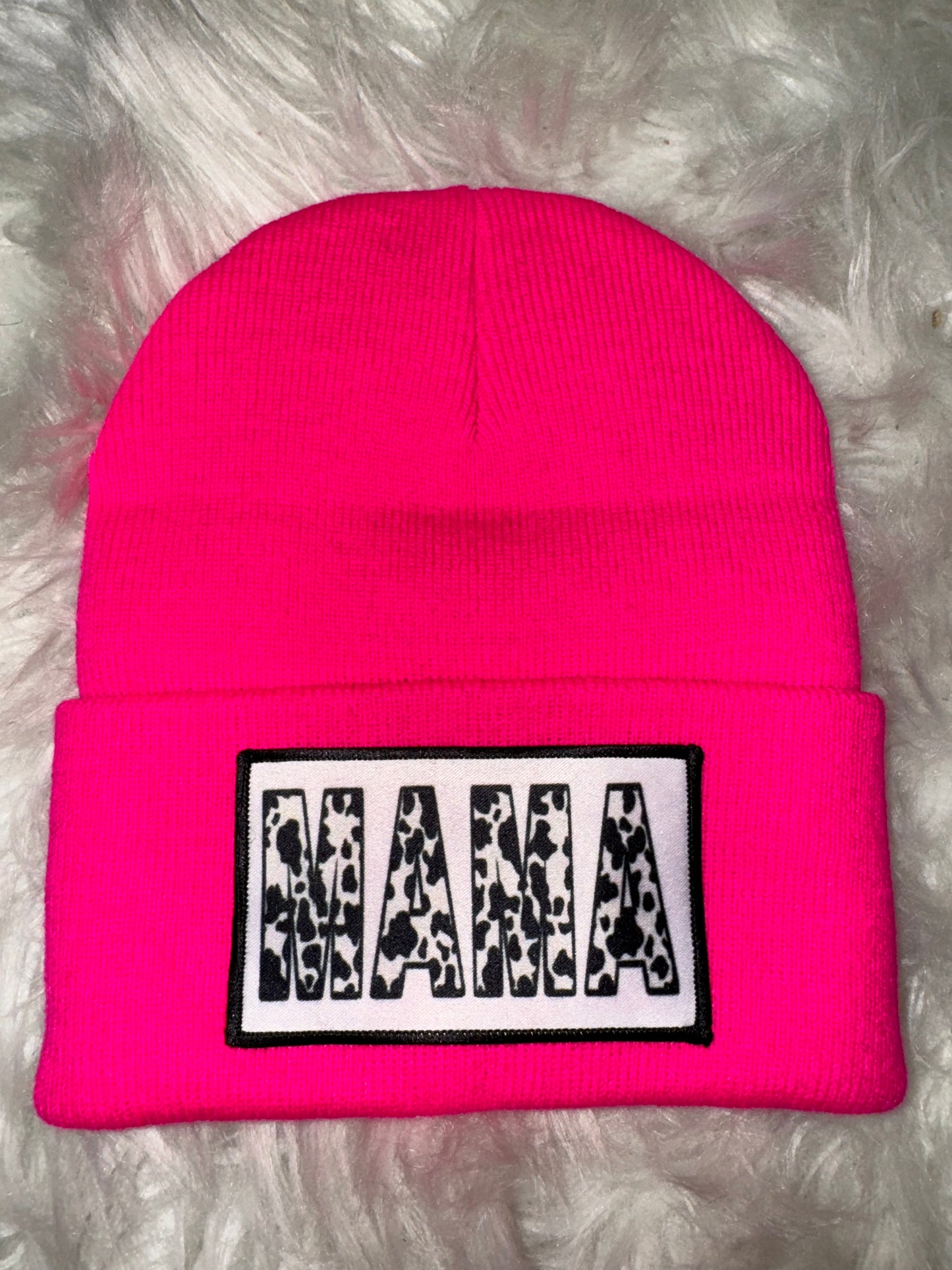 Cow print Mama beanie