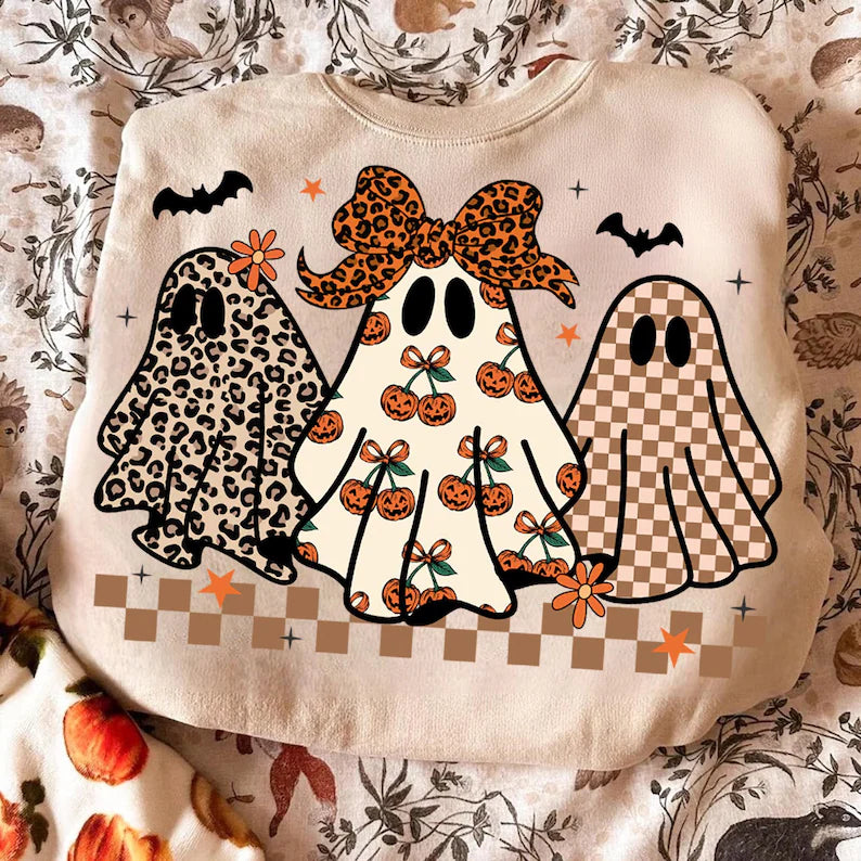 Cute Checkered Ghost Crewneck