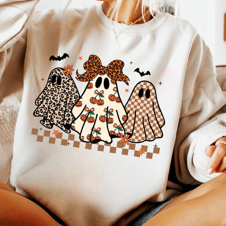 Cute Checkered Ghost Crewneck