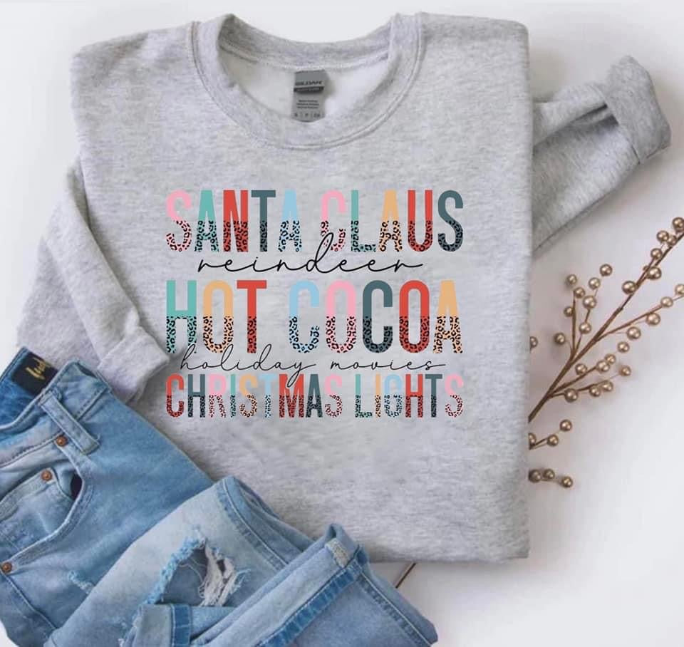 Santa Claus, Reindeer, Hot Coco, Holiday movies, Christmas lights 🎄