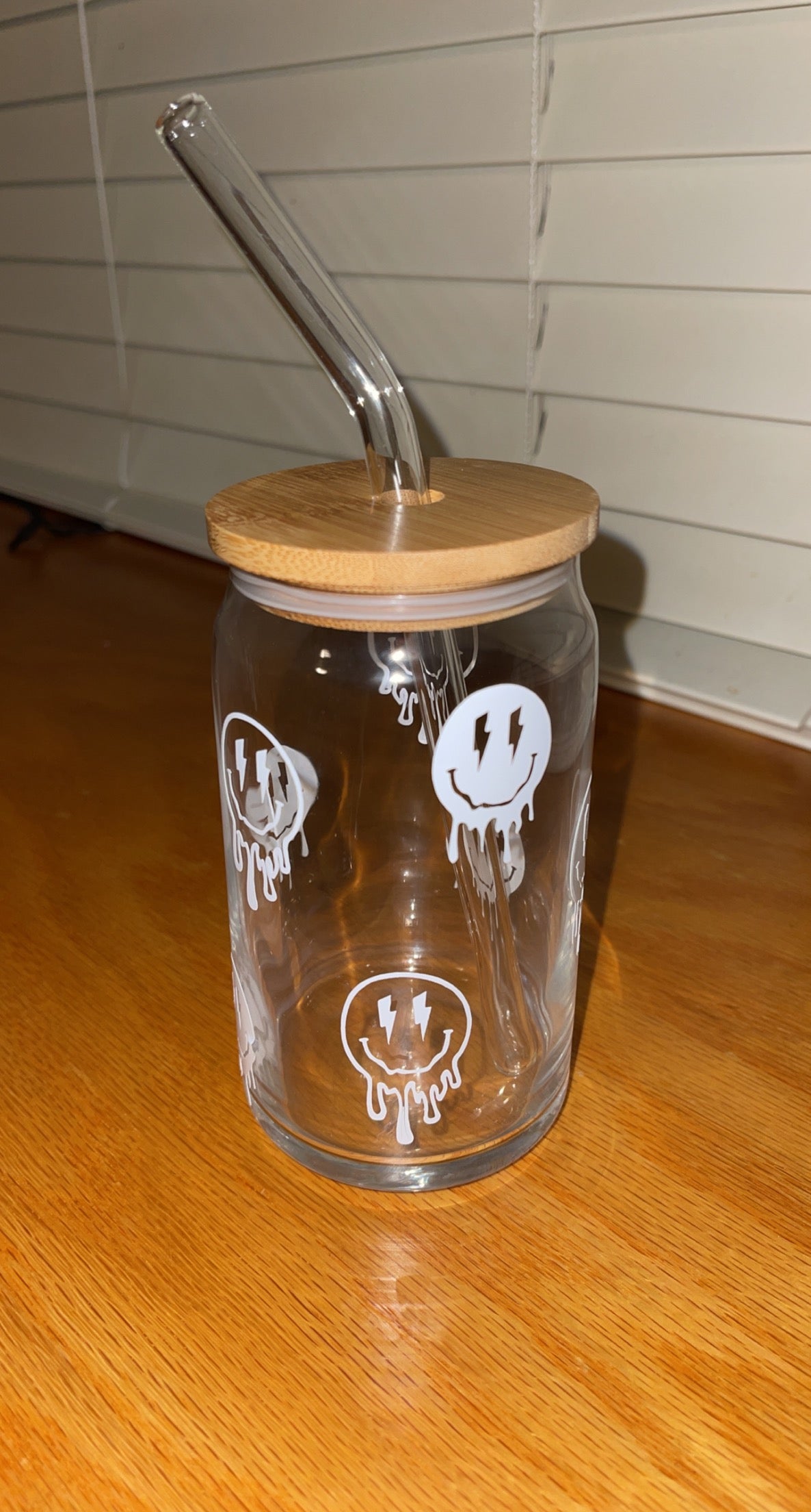 Lighting bolt smiley face glass cup ⚡️😊