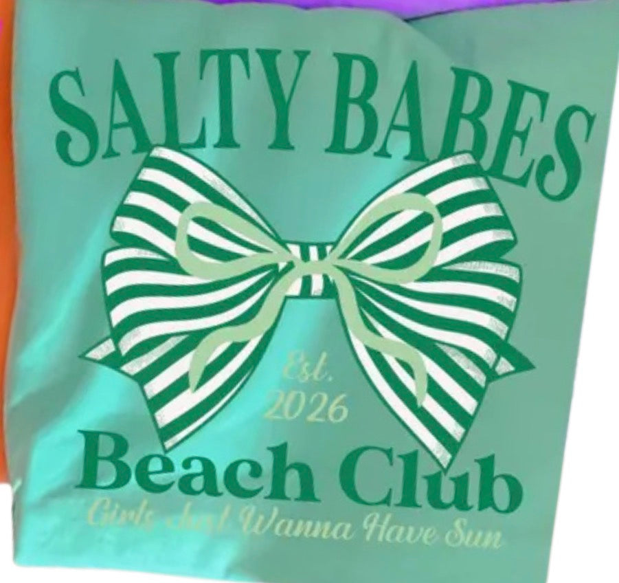 Salty Babes Beach Club Neon Colored Tees