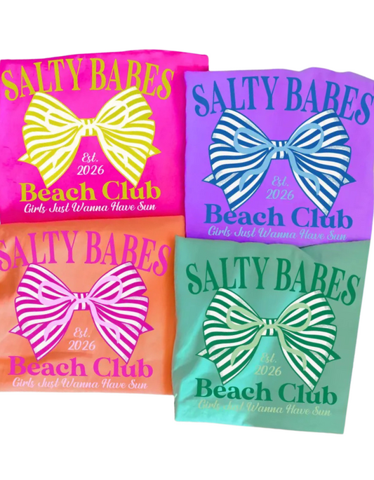 Salty Babes Beach Club Neon Colored Tees