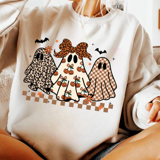 Cute Checkered Ghost Crewneck