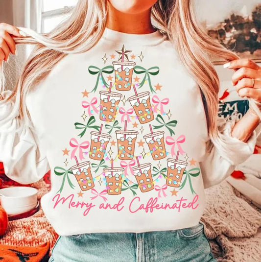 Merry & Caffeinated Coffee Christmas Tree Sweater 🎄